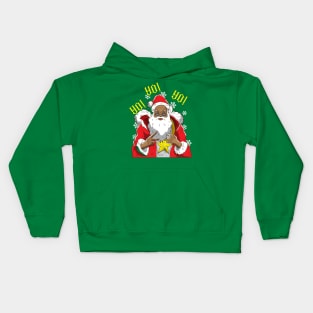 Black African American Santa Claus Yo Yo Yo Christmas Kids Hoodie